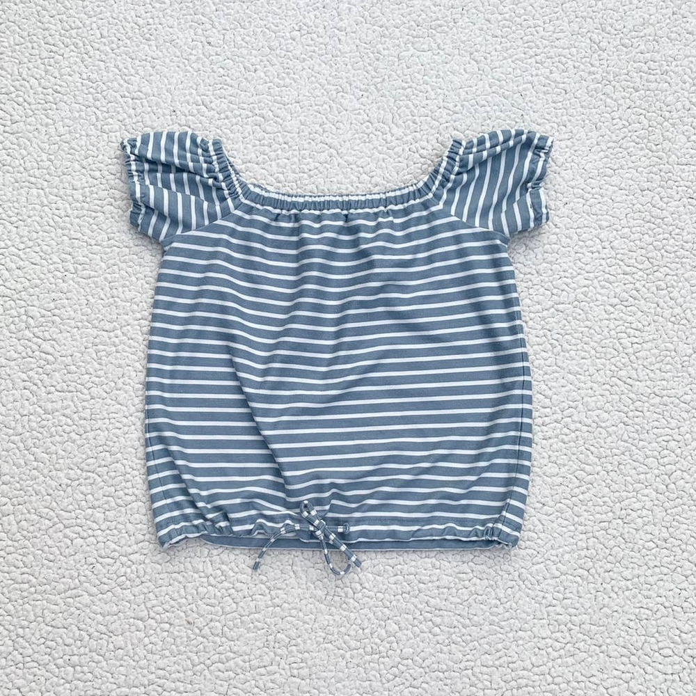 Madewell Striped Blue White Melody Off Shoulder Top